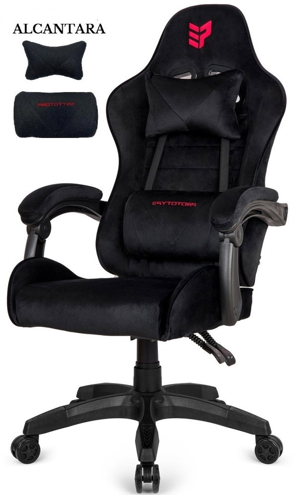 Fotel obrotowy gamingowy ENZO XL BLACK ALCANTARA